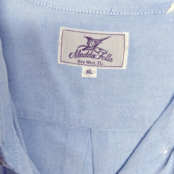 Madda Fella Key West Long Sleeve Swordfish Logo Button Down XL Cotton Blue - Picture 2 of 4